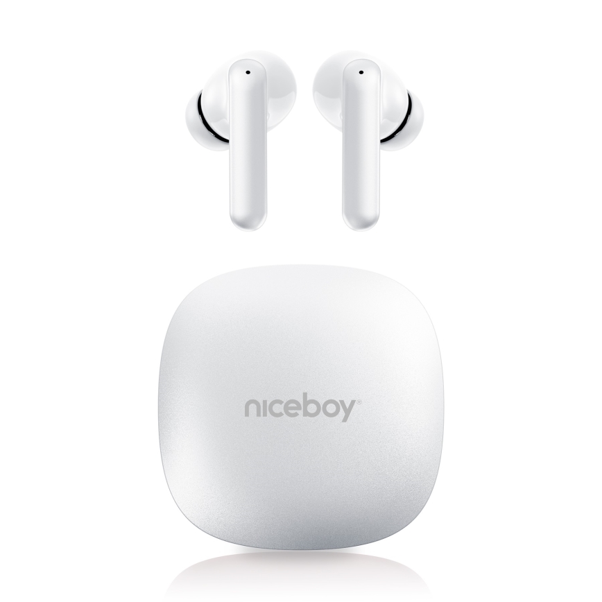 Niceboy Pins 4 PRO - Brezžične slušalke z ANC 380 mAh + 2x 35 mAh IP54 bela