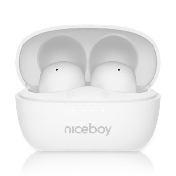 Niceboy Podsie 4 POP - Brezžične slušalke 400 mAh + 2x 40 mAh IPX4 bela