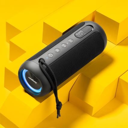 Niceboy Polaris - LED Brezžični zvočnik z mikrofonom 30W/4000 mAh IPX7 črna
