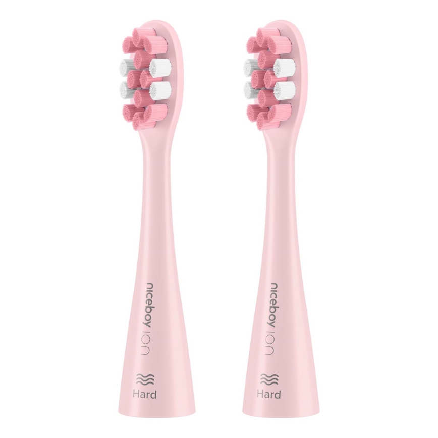Niceboy - SET 2x Nadomestna glava Hard za zobno ščetko ION Sonic in SmartSonic roza