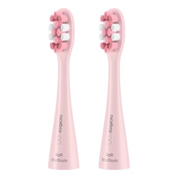 Niceboy - SET 2x Nadomestna glava Medium za zobno ščetko ION Sonic in SmartSonic roza