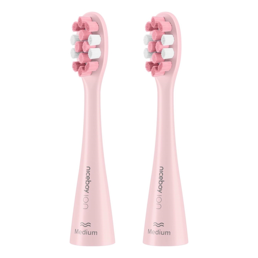 Niceboy - SET 2x Nadomestna glava Medium za zobno ščetko ION Sonic in SmartSonic roza