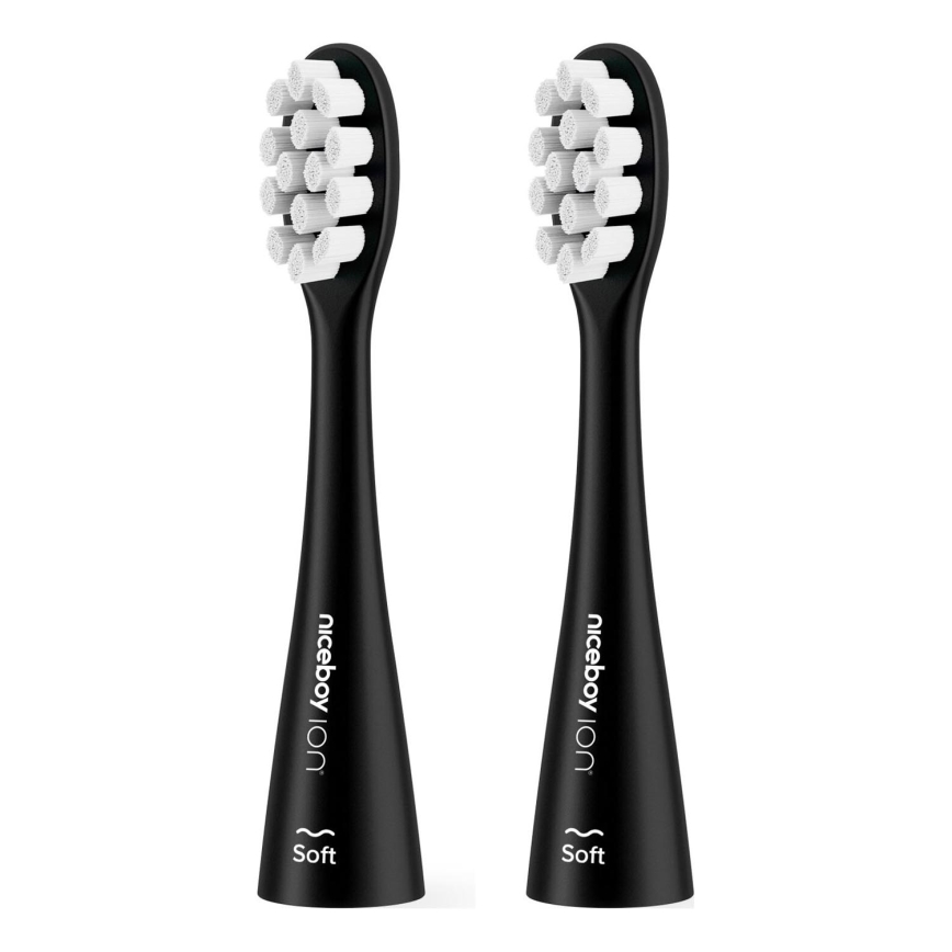Niceboy - SET 2x Nadomestna glava Soft za zobno ščetko ION Sonic in SmartSonic črna