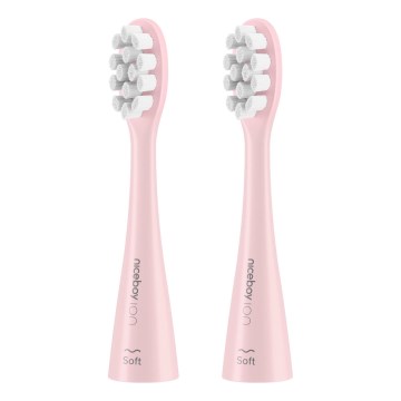 Niceboy - SET 2x Nadomestna glava Soft za zobno ščetko ION Sonic in SmartSonic roza