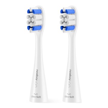 Niceboy - SET 2x Nadomestna glava Ultrasoft za otroško zobno ščetko ION Sonic bela