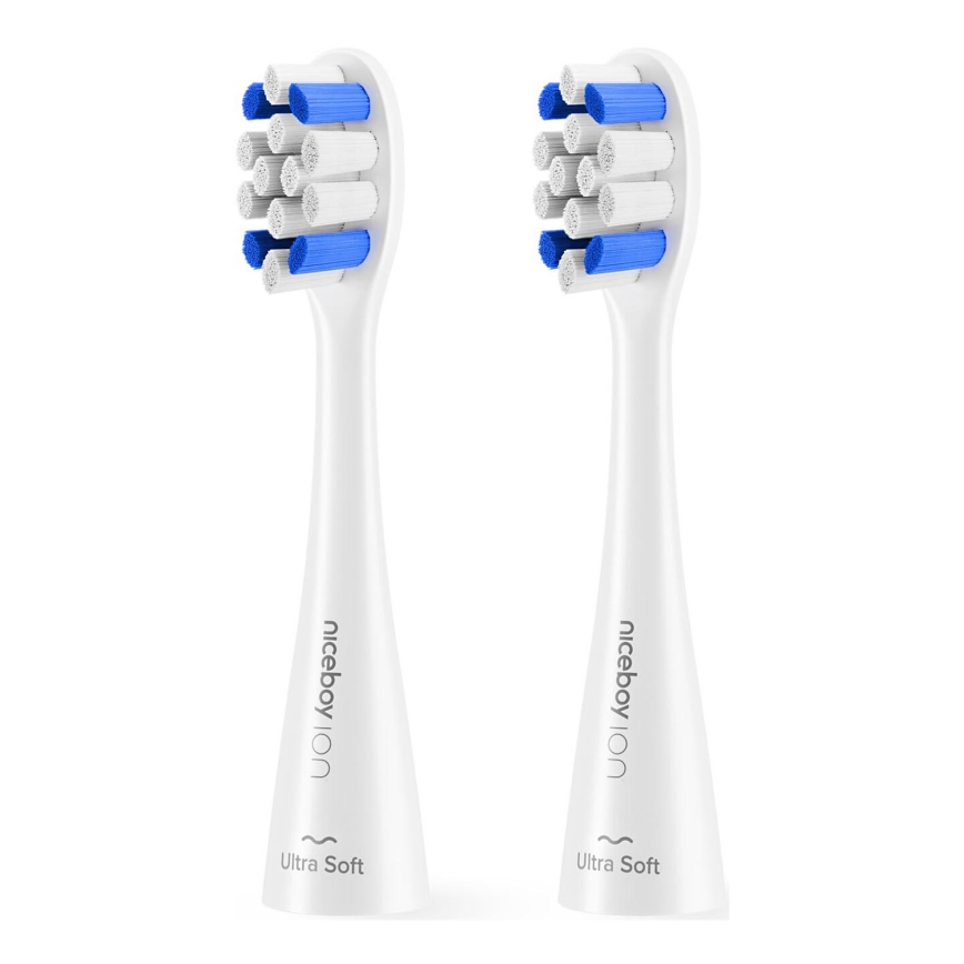 Niceboy - SET 2x Nadomestna glava Ultrasoft za otroško zobno ščetko ION Sonic bela