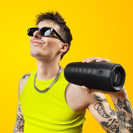 Niceboy Titan 4 - LED Brezžični zvočnik z mikrofonom in power bank funkcija 50W/4000 mAh IPX7 črna