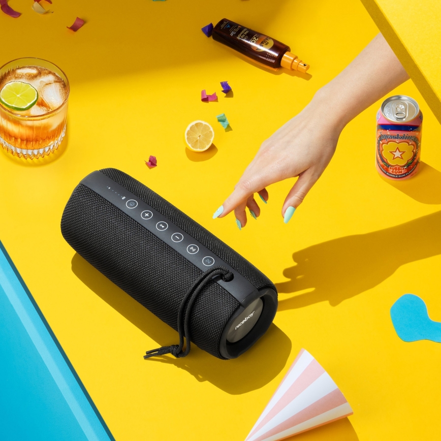Niceboy Titan 4 - LED Brezžični zvočnik z mikrofonom in power bank funkcija 50W/4000 mAh IPX7 črna