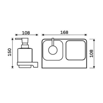 NIMCO MA 2905831C-26 - Stenski dozirnik za milo in toothbrush stand MAYA 320 mm mat steklo/sijajni krom