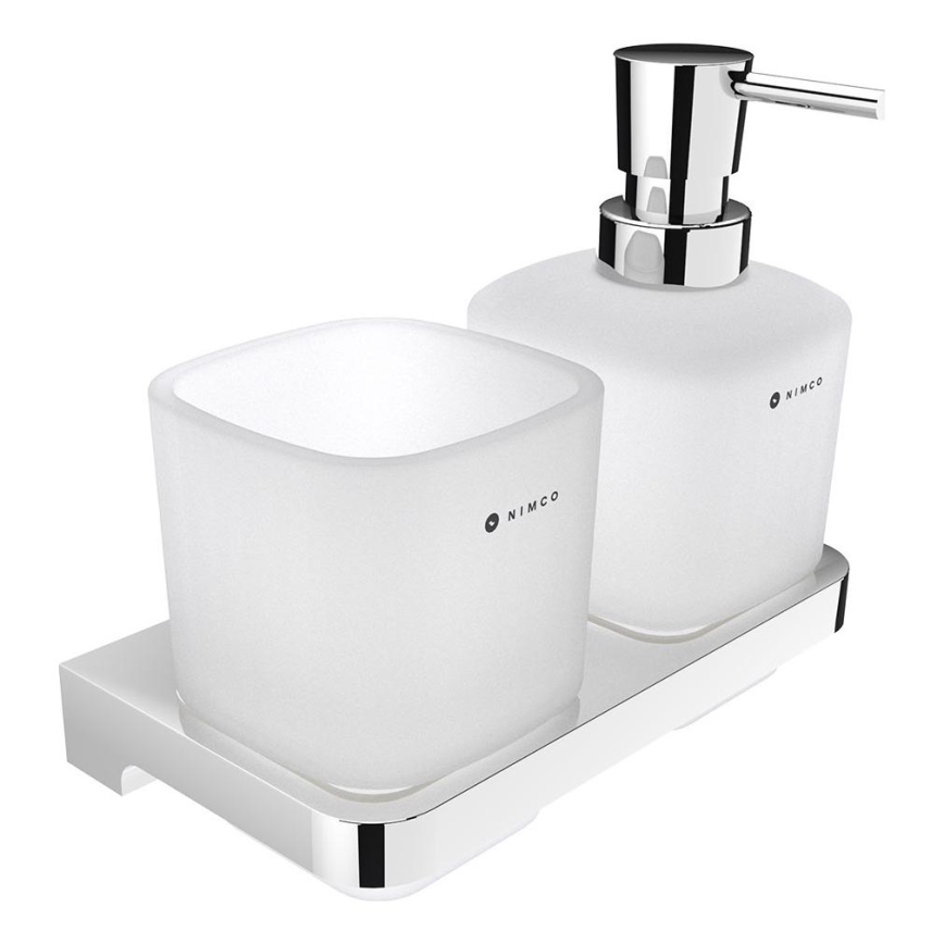 NIMCO MA 2905831C-26 - Stenski dozirnik za milo in toothbrush stand MAYA 320 mm mat steklo/sijajni krom