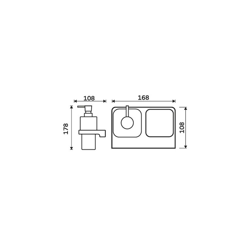 NIMCO MA 2905831H-26 - Stenski dozirnik za milo in toothbrush stand MAYA 290 mm mat steklo/sijajni krom