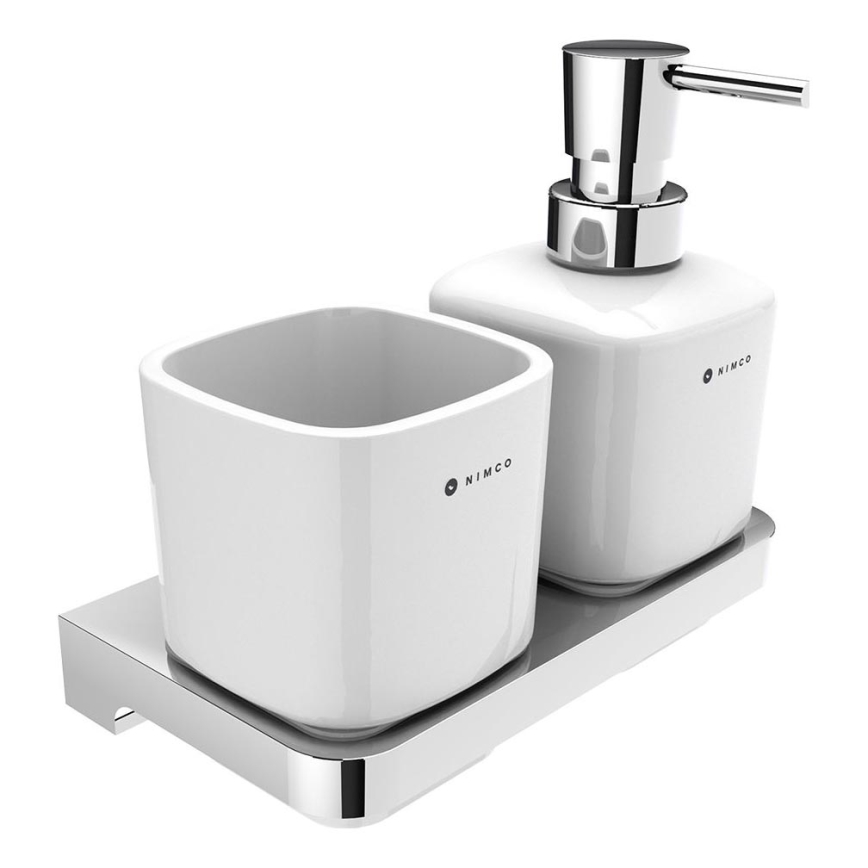 NIMCO MA 2905831K-T-26 - Stenski dozirnik za milo in toothbrush stand MAYA 320 mm bela/sijajni krom
