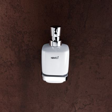 NIMCO MA set-31K-26 - Stenski dozirnik mila, stojalo za zobno ščetko in stenski kavelj MAYA 320 mm bela/sijajni krom
