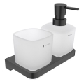 NIMCO MAC 2905831C-T-90 - Stenski dozirnik mila in stojalo za zobno ščetko MAYA 320 mm mat steklo/mat črna