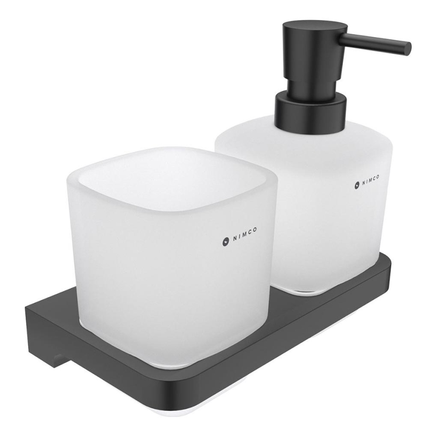 NIMCO MAC 2905831C-T-90 - Stenski dozirnik mila in stojalo za zobno ščetko MAYA 320 mm mat steklo/mat črna