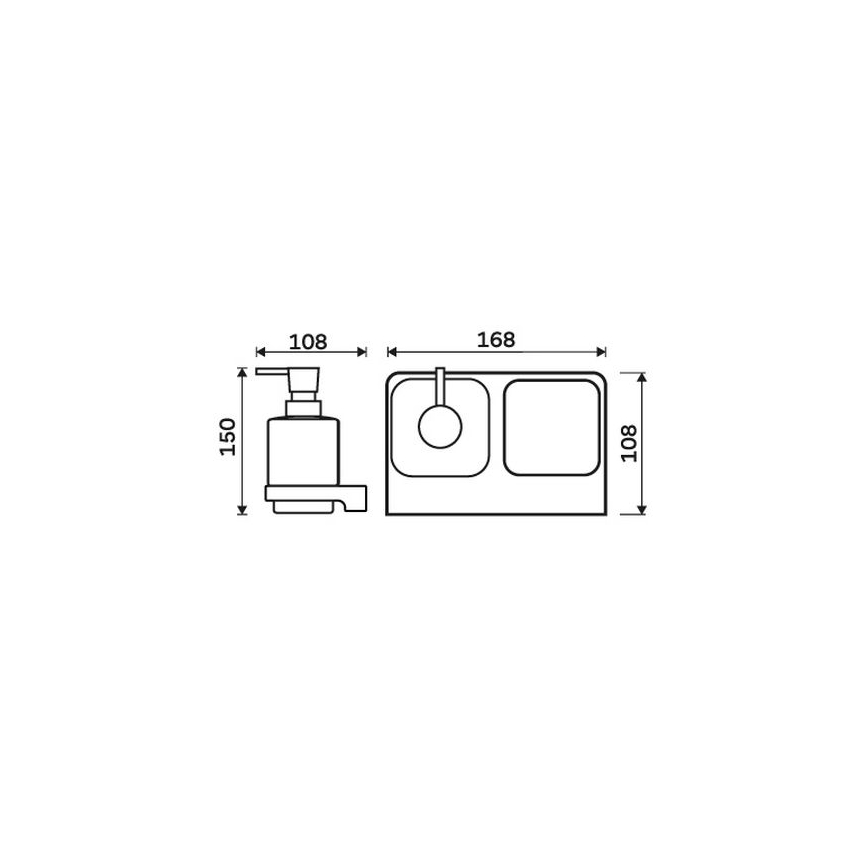 NIMCO MAC 2905831K-T-90 - Stenski dozirnik mila in stojalo za zobno ščetko MAYA 320 mm bela/mat črna
