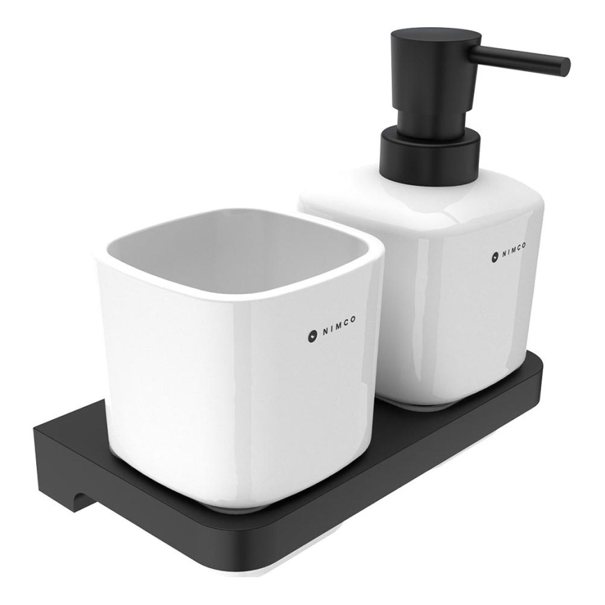 NIMCO MAC 2905831K-T-90 - Stenski dozirnik mila in stojalo za zobno ščetko MAYA 320 mm bela/mat črna