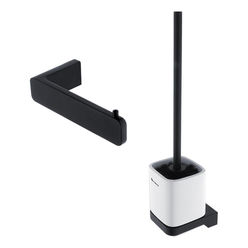 NIMCO MAC set-94KN-90 - Stenska WC ščetka in držalo za toaletni papir MAYA bela/mat črna