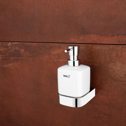 NIMCO NK set-31K-26 - Stenski dozirnik mila, stojalo za zobno ščetko in stenski kavelj NIKAU 320 mm bela/sijajni krom