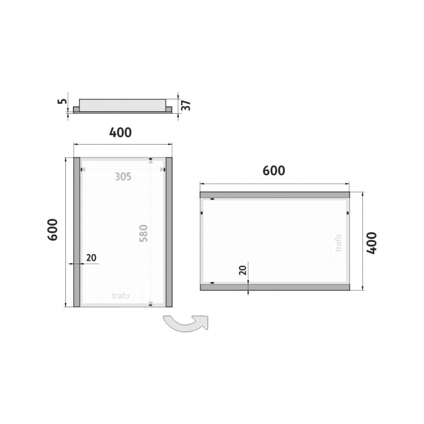 NIMCO ZP 11000 - LED kopalniško ogledalo z osvetlitvijo LED/18W/230V 6500K 60x40 cm IP44
