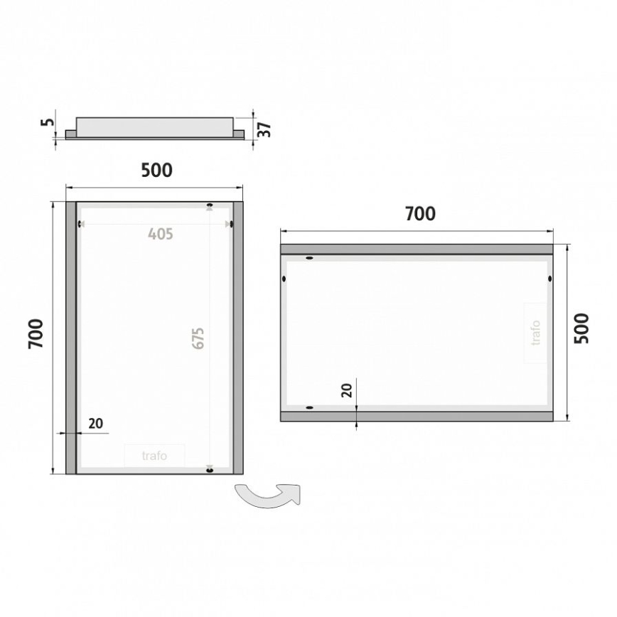 NIMCO ZP 11001 - LED kopalniško ogledalo z osvetlitvijo v ozadju LED/21W/230V 6500K 70x50 cm IP44