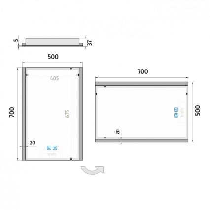 NIMCO ZP 11001VX - LED Kopalniško zatemnitveno osvetljeno ogledalo LED/21W/230V 3000-6500K 70x50 cm IP44