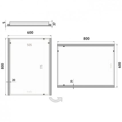 NIMCO ZP 11002 - LED kopalniško ogledalo z osvetlitvijo v ozadju LED/24W/230V 6500K 80x60 cm IP44