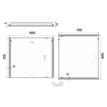NIMCO ZP 11003 - LED kopalniško ogledalo z osvetlitvijo v ozadju LED/21W/230V 6500K 70x80 cm IP44
