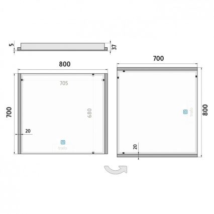 NIMCO ZP 11003V - LED Kopalniško zatemnitveno osvetljeno ogledalo LED/21W/230V 3000-6500K 70x80 cm IP44