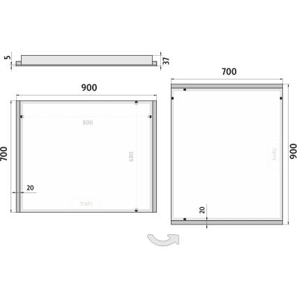 NIMCO ZP 11019 - LED kopalniško ogledalo z osvetlitvijo v ozadju LED/21W/230V 6500K 70x90 cm IP44
