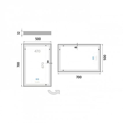 NIMCO ZP 13001VX - LED zatemnljivo kopalniško ogledalo z osvetlitvijo LED/35W/230V 3000-6500K 70x50 cm IP44