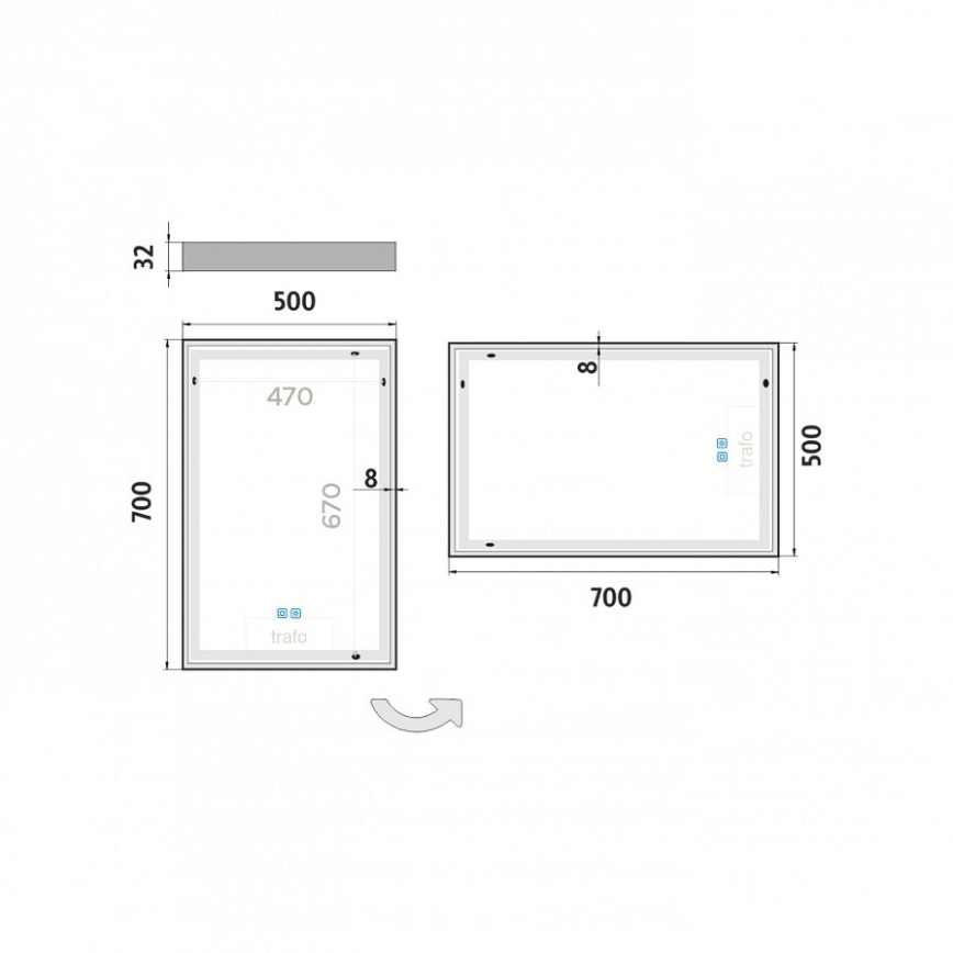 NIMCO ZP 13001VX - LED zatemnljivo kopalniško ogledalo z osvetlitvijo LED/35W/230V 3000-6500K 70x50 cm IP44