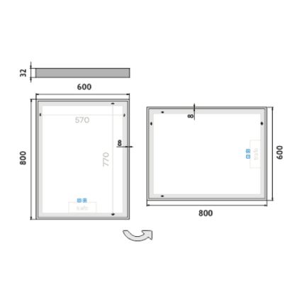 NIMCO ZP 13002VX - LED zatemljivo kopalniško ogledalo z osvetlitvijo LED/41W/230V 3000-6500K 80x60 cm IP44