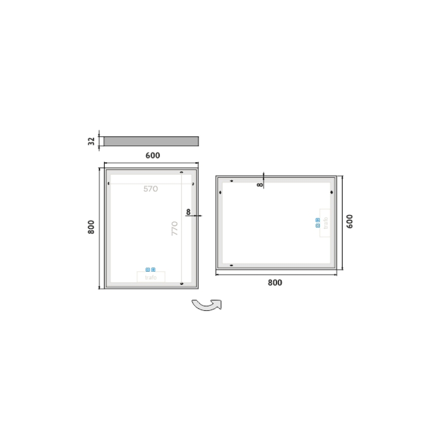 NIMCO ZP 13002VX - LED Kopalniško zatemnitveno osvetljeno ogledalo LED/41W/230V 3000-6500K 80x60 cm IP44
