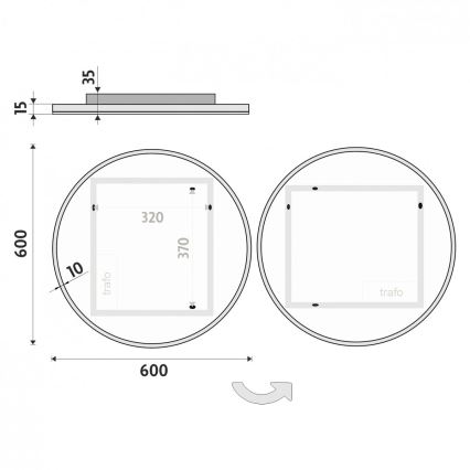 NIMCO ZP 26000R - kopalniško ogledalo z LED osvetlitvijo, LED/26W/230V/6500K, premer 60 cm, IP44