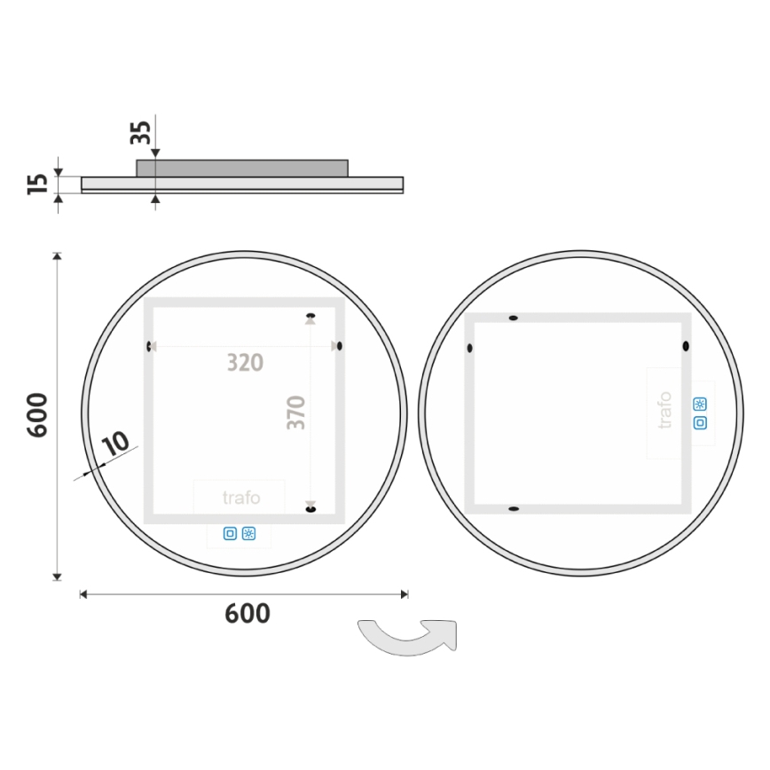 NIMCO ZP 26000RVX - LED Kopalniško zatemnitveno osvetljeno ogledalo LED/26W/230V 3000-6500K pr. 60 cm IP44