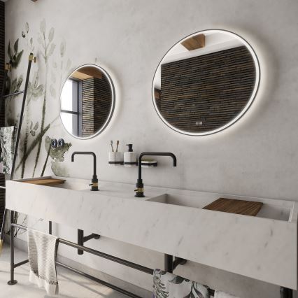 NIMCO ZPC 28000RVX-90 - LED zatemnljivo kopalniško ogledalo z vgrajeno osvetlitvijo LED/26W/230V 3000-6500K premer 60 cm mat črna IP44