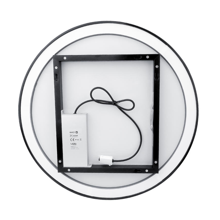 NIMCO ZPC 28000RVX-90 - LED zatemnljivo kopalniško ogledalo z vgrajeno osvetlitvijo LED/26W/230V 3000-6500K premer 60 cm mat črna IP44
