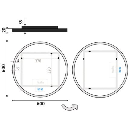 NIMCO ZPC 28000RVX-90 - LED zatemnljivo kopalniško ogledalo z vgrajeno osvetlitvijo LED/26W/230V 3000-6500K premer 60 cm mat črna IP44