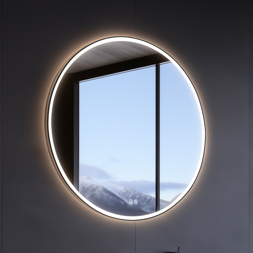 NIMCO ZPC 28000RVX-90 - LED Kopalniško zatemnitveno osvetljeno ogledalo LED/26W/230V 3000-6500K pr. 60 cm mat črna IP44