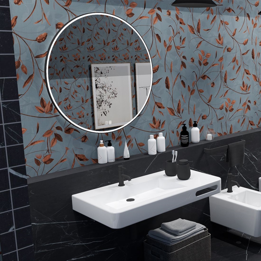 NIMCO ZPC 28001RVX-90 - LED zatemnjevalno podsvetljeno kopalniško ogledalo LED/33W/230V 3000-6500K Ø 70 cm mat črna IP44