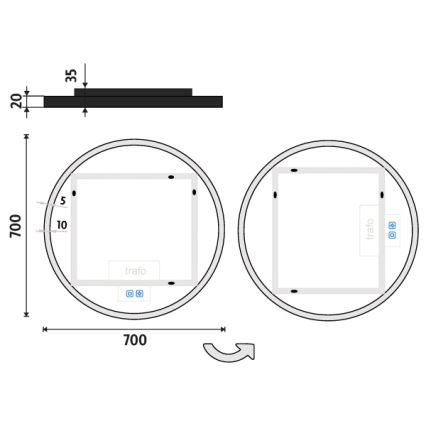NIMCO ZPC 28001RVX-90 - LED zatemnjevalno podsvetljeno kopalniško ogledalo LED/33W/230V 3000-6500K Ø 70 cm mat črna IP44
