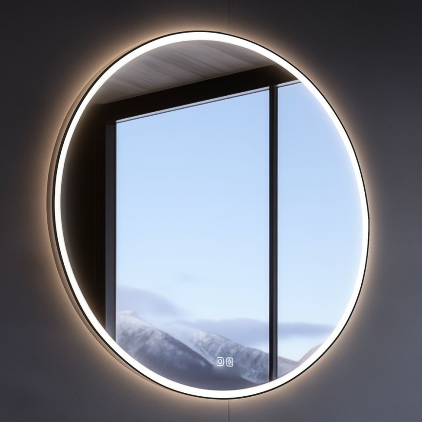 NIMCO ZPC 28001RVX-90 - LED Kopalniško zatemnitveno osvetljeno ogledalo LED/33W/230V 3000-6500K pr. 70 cm mat črna IP44