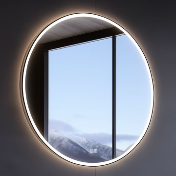 NIMCO ZPC 28001RVX-90 - LED zatemnjevalno podsvetljeno kopalniško ogledalo LED/33W/230V 3000-6500K Ø 70 cm mat črna IP44