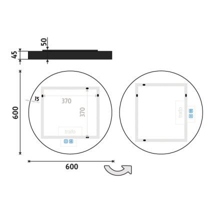 NIMCO ZPC 31000RVX-90 - LED Kopalniško zatemnitveno osvetljeno ogledalo LED/20W/230V 3000-6500K pr. 60 cm mat črna IP44