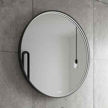 NIMCO ZPC 31001RVX-90 - LED kopalniško ogledalo z nastavljivo svetlostjo, LED/22W/230V 3000-6500K, premer 70 cm, mat črna, IP44