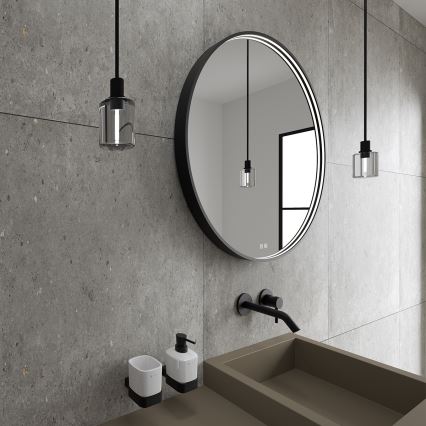 NIMCO ZPC 31001RVX-90 - LED kopalniško ogledalo z nastavljivo svetlostjo, LED/22W/230V 3000-6500K, premer 70 cm, mat črna, IP44