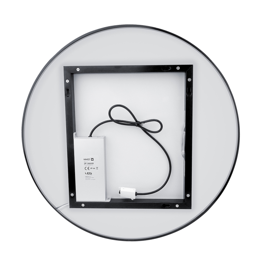 NIMCO ZPC 31002RVX-90 - LED Kopalniško zatemnitveno osvetljeno ogledalo LED/26W/230V 3000-6500K pr. 80 cm mat črna IP44
