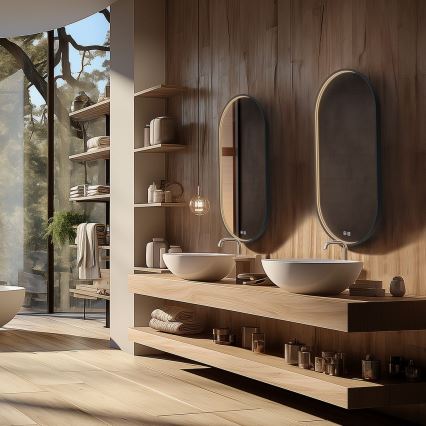 NIMCO ZPC 32002LVX-90 - LED kopalniško ogledalo z osvetlitvijo in možnostjo zatemnitve LED/25W/230V 3000-6500K 80x40 cm mat črna IP44