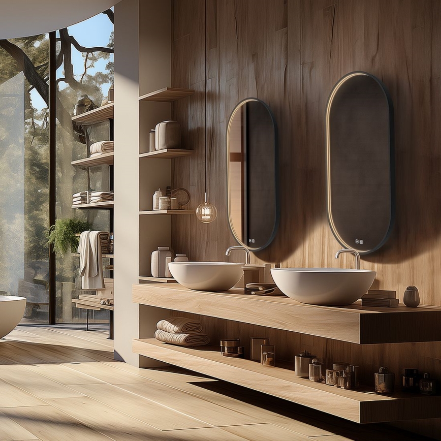 NIMCO ZPC 32002LVX-90 - LED kopalniško ogledalo z osvetlitvijo in možnostjo zatemnitve LED/25W/230V 3000-6500K 80x40 cm mat črna IP44